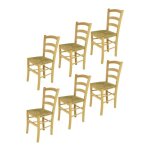 Tommychairs - set 6 chaises cuisine venice robuste structure en bois de htre peindr en couleur naturelle ...