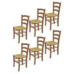 Tommychairs - set 6 chaises cuisine venice robuste structure en bois de htre peindr en couleur noyer ...