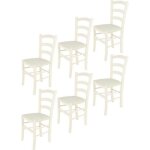 Tommychairs - set 6 chaises cuisine venice structure en bois de h�tre peindr� en aniline blanche assise ...