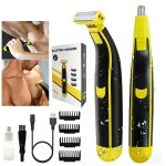 Tondeuse barbe �lectrique 2 en 1 rasoir hommes avec 4 t�te rechargeableipx7 automonie 60min enlever poils ...