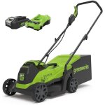 Tondeuse  gazon - greenworks - 24v - moteur sans brosse - largeur de coupe 33cm - pour pelouses jusqu' ...