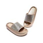 Tongs femme dor�es semelle �paisse nuage avec cristaux - claquettes plage antid�rapantes confort & �l�gance ...