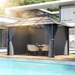 Tonnelle 3 x 4 aluminium imperm�able stable et r�sistantavec toit fixeprotection uvadapt� aux environnements ...