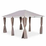 Tonnelle 3x4 m - divio - toile taupe - pergola avec rideaux. tente de jardin. barnum. chapiteau. rception ...
