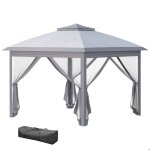 Tonnelle 3 x 3 m barnum de jardin pop - up tente pliant double toit 4 moustiquaires zipp�es amovibles ...