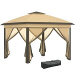 Tonnelle 3x3 m barnum de jardin pop - up tente pliant double toit 4 moustiquaires zipp�es amovibles + ...