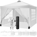 Tonnelle 3x3 - tonnelle pliante de jardin imperméable avec 4 parois latérales - blanc Tonnelle 3x3 - tonnelle pliante de jardin imperméable avec 4 parois latérales - blanc