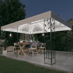 Tonnelle - akozon - 3x4 m - double toit - lumi�res led solaires - blanc chaud