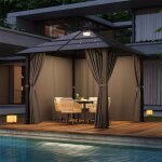 Tonnelle aluminium 3x3m �clair�e structure imperm�able et r�sistante aux intemp�ries toit en pc translucide ...