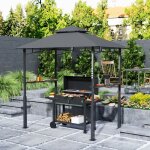 Tonnelle de barbecue � deux niveaux auvent de r�ception pour jardin avec lumi�re led 240 x 150 x 250 ...