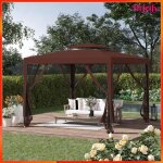 Tonnelle barnum de jardin - akozon - 8443 - 3 x 3 m - double toit - 4 moustiquaires amovibles