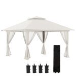 Outsunny - tonnelle de jardin - polyester - 392x392x283cm - blanc