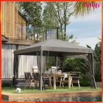 Tonnelle / barnum pliant pop - up - akozon - style colonial - 3x3 m (295x295x26 m) - 4 moustiquaires ...