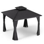 Tonnelle - blumfeldt - shadefortress - toit en acier galvanis� - rideaux inclus - 3x3 m