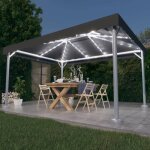 Tonnelle avec guirlande lumineuse � led - vidaxl - 4x3 m - anthracite - aluminium - blanc chaud - �nergie ...