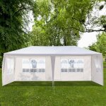 Tonnelle imperm�able de jardin - tente �tanche avec 4 c�t�s - 3 x 6 m - blanc