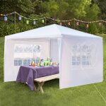 Tonnelle imperméable de jardin - magnifique tente de reception à trios côtés - 3 x 3 m - blanc Tonnelle imperméable de jardin - magnifique tente de reception à trios côtés - 3 x 3 m - blanc