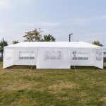 Tonnelle de jardin 3 m x 9 m tente de r�ception chapiteau - 7 pi�ces - blanc