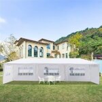 Tonnelle de jardin 3 x 9 m rception pavillon aluminium pliable avec 8 parois latrales blanc