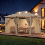 Tonnelle de jardin 3x4 avec �clairage imperm�able deluxe tonnelle pergola jardins exterieur pour 6 - ...