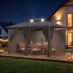 Tonnelle de jardin 3x4 avec �clairage imperm�able deluxe tonnelle pergola jardins exterieur pour 6 - ...