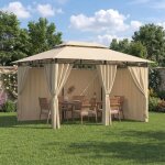 Tonnelle de jardin 3x4 imperm�able deluxe tonnelle pergola jardins exterieur pour 6 - 8 personnes beige ...