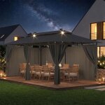 Tonnelle de jardin 3x6 avec �clairage imperm�able deluxe tonnellepergola jardins exterieur pour 8 - 10 ...