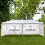 Tonnelle de jardin 3 x 6 m réception pavillon aluminiumavec 6 parois latérales blanc Tonnelle de jardin 3 x 6 m réception pavillon aluminiumavec 6 parois latérales blanc