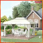 Tonnelle de jardin - akozon - 6598 - toit double - 4 moustiquaires zipp�es - armature aluminium (3x4 ...