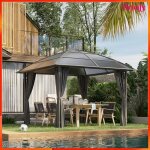 Tonnelle de jardin - akozon - r�f. 8262 - 3x3 m - toit polycarbonate uv60 + - parois zipp�es