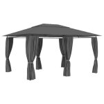 Tonnelle de jardin - duokon - 4x3 m - anthracite - moderne tonnelle de jardin avec rideaux 4x3 m anthracite ...