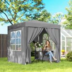 Tonnelle de jardin ext�rieure tonnelle pliante pop - up r�glable en hauteur protection uv 2 x 2 m gris ...