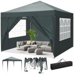 Tonnelle de jardin pliante 3x3 m - barnum imperméable avec 4 côtés - gris Tonnelle de jardin pliante 3x3 m - barnum imperméable avec 4 côtés - gris