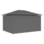 Tonnelle de jardin avec rideaux - wiens - 4x3 m - anthracite - r�sistant � leau - acier enduit de poudre ...
