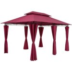 Tonnelle de jardin topas 3x4 m rouge tente de r�ception avec toile hydrofuge pavillon pergola 260 m mobilier ...