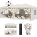 Tonnelle de jardin - woltu barnum pliant 3x6m - syst�me pop - up - 6 parois amovibles - beige