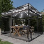 Tonnelle avec moustiquaire - vidaxl - 3x3x273 m - anthracite - lumi�res led - �nergie solaire - moustiquaires ...