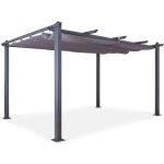 Tonnelle / pergola aluminium 3x4m toile coulissante r�tractable - gris - hero xl