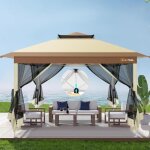 Tonnelle pliante 36x36 tonnelle dextrieur impermable avec double toit moustiquaire pour jardin et terrasse ...