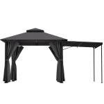 Tonnelle pliante 3x3 imperm�able avec extension dombrage amovibleparois lat�rales toit double couche ...