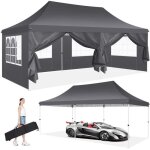 Tonnelle pliante 3x6m étanche stable tonnelle de jardin exterieur anti - uv sac de transport - gris Tonnelle pliante 3x6m étanche stable tonnelle de jardin exterieur anti - uv sac de transport - gris