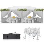 Tonnelle pliante 3x6 barnum pavillon de jardin avec 6 parois lat�rales hauteur r�glable - blanc