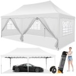 Tonnelle pliante 3x6 barnum pavillon de jardin impermeable avec 6 c�t�s pour f�te jardin festival march� ...