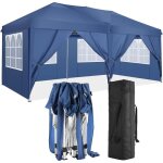 Tonnelle pliante 3x6 m tonnelle de jardin imperm�able avec 6 c�t�s barnum chapiteau pliable pour receptionbleu ...