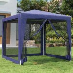 Tonnelle pliante - bmk - tente de f�te / barnum anti - uv - avec 4 parois lat�rales en maille bleu 25x25 ...