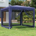 Tonnelle pliante - bmk - tente de f�te / barnum anti - uv - avec 4 parois lat�rales en maille bleu 3x3 ...
