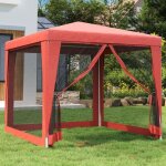 Tonnelle pliante - bmk - tente de f�te / barnum anti - uv - avec 4 parois lat�rales en maille rouge 2. ...