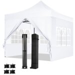 Tonnelle pop - up 3x3m barnum pliante de jardin  hauteur rglable avec 4 parois - blanc
