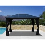 Tonnelle santa barbara avec rideaux et moustiquaire 3x4m noir dancover tonnelles