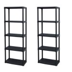 Tood lot de 2 etagres en rsine - 5 tablettes - 60 x 30 x 76 cm - noir